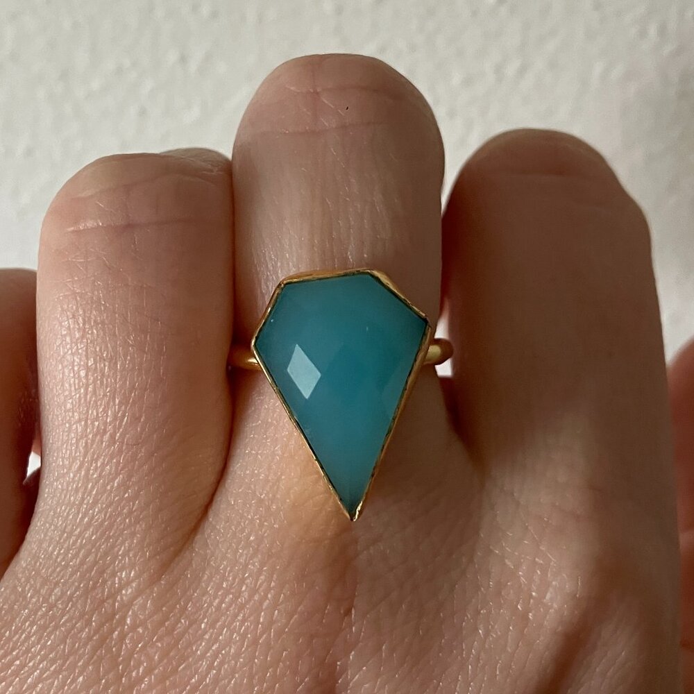 Blue/Teal Diamond-Shaped Ring